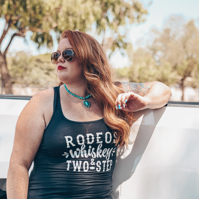 Rodeos, Whiskey & Two Step Racerback Tank