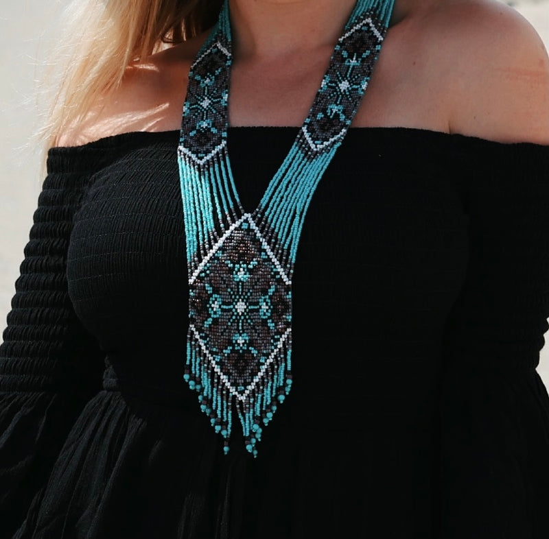 Beaded Turquoise Statement Necklace